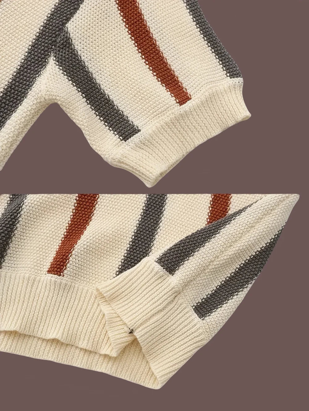 Men's Striped Knit Cardigan Polo
